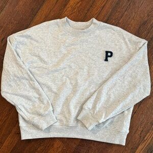 Parke Gray Crewneck Sweater with Black Letter Detail